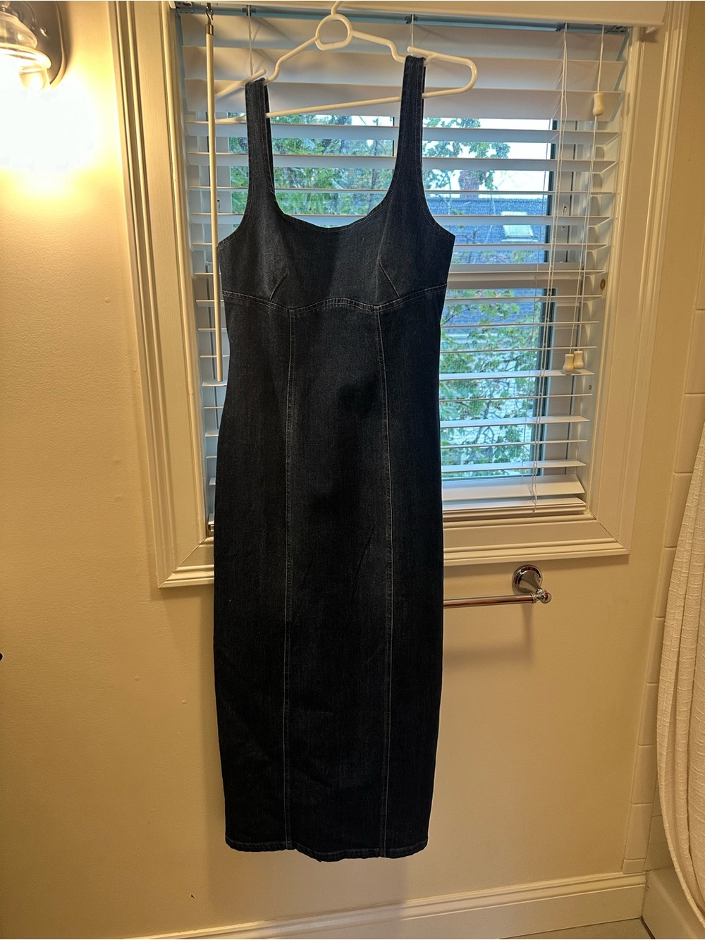 Sleeveless Dark Denim Midi Dress